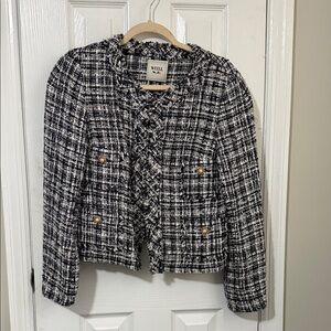Plaid Women's Jacket - Black and White